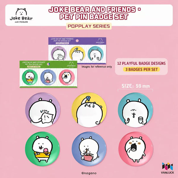 Joke Bear And Friends Series PET Badge 4 Sets