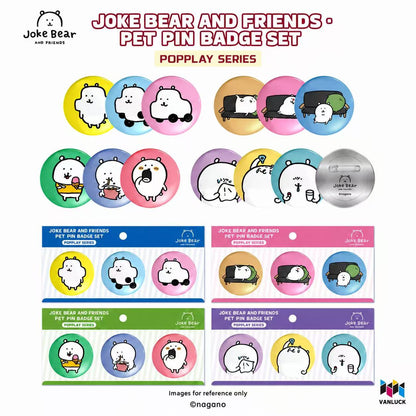 Joke Bear And Friends Series PET Badge 4 Sets